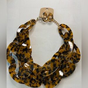 Tortoiseshell Statement Necklace and Earring Set